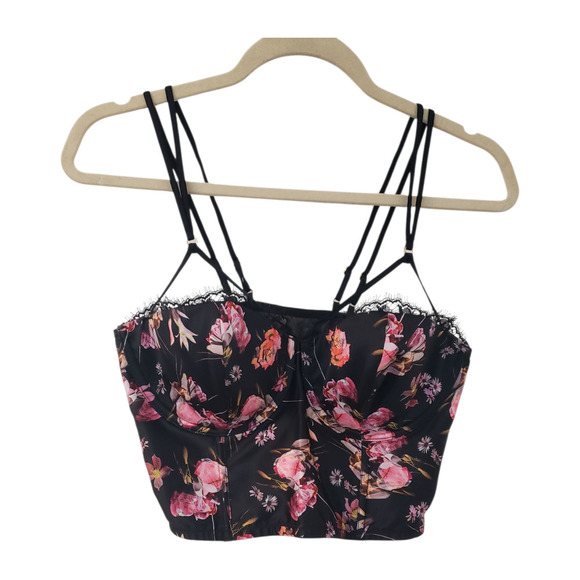 Victoria's Secret NWT Bustier Corset Top 34DD Black Floral Strappy Lace Trim - Picture 2 of 16